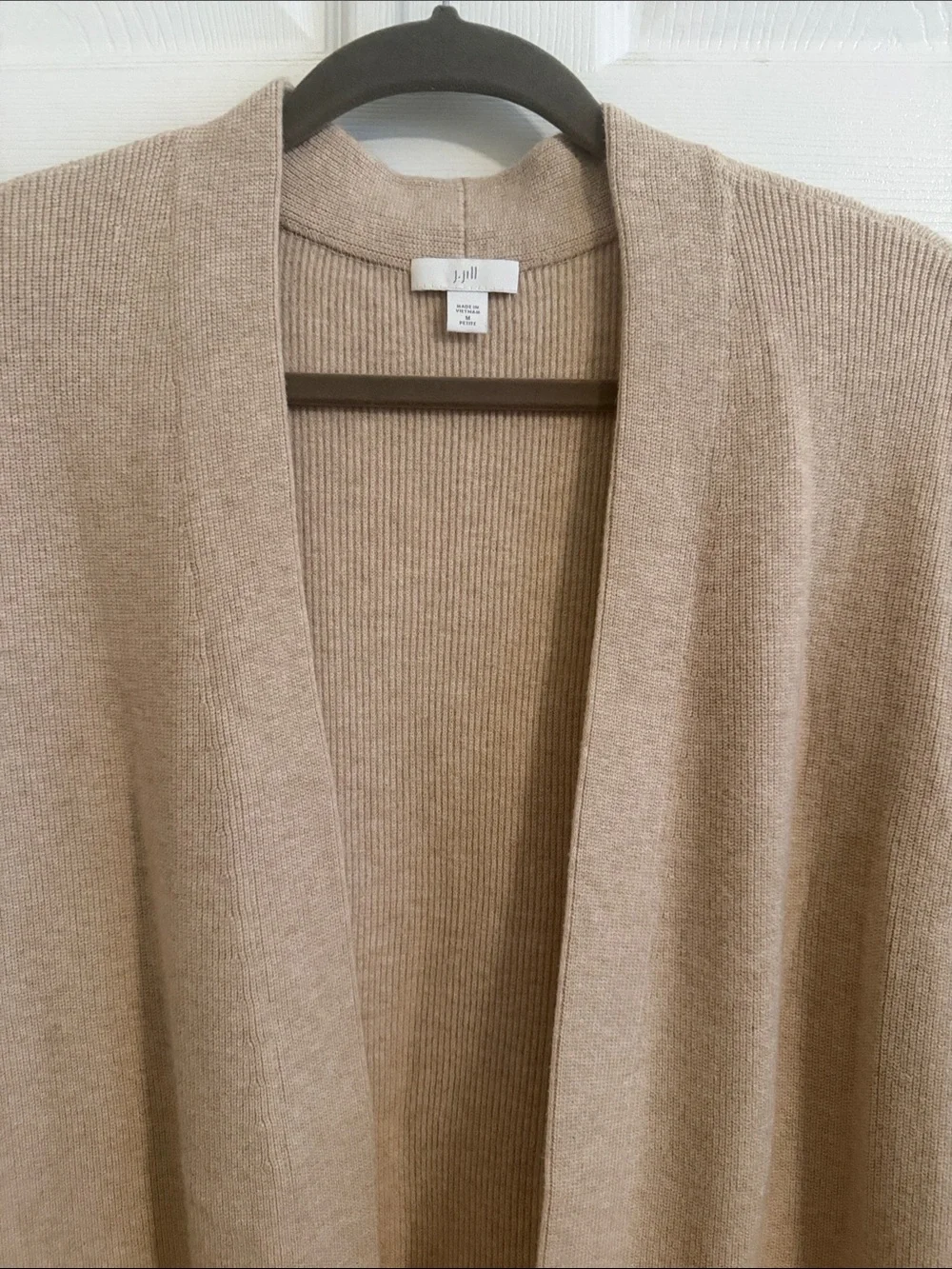 J. Jill Ribbed Gilet Cardigan Sz Medium Petite Oatmeal Cream